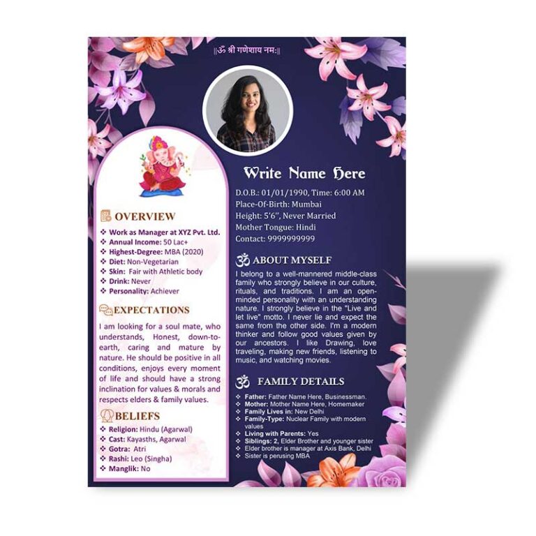 100% Free Marriage Biodata Word Template - Designing Boss