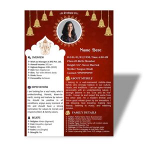 Marriage Biodata For Hindu Girl 1 Page M.S. Word Template - Bells