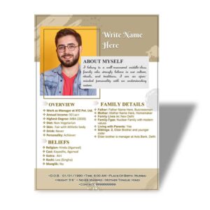 Marriage Biodata For Boy 1 Page M.S. Word Template - Info Graphics