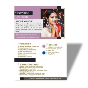 Marriage Biodata For Girl 1 Page M.S. Word Template - Info Graphics