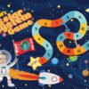 space race board game for kids. personal customized activity book by designing boss. learn the fun way. great book for brain development. entire book based on a photograph of your child for personal attachment. activity page -