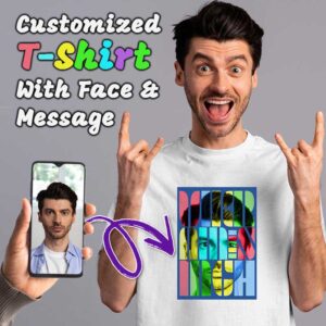 customized personal t-shirt for men with personal customized message and designed photo