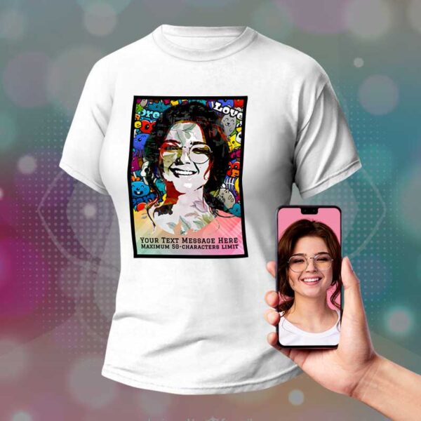 new fashion floral graffiti customized personal t-shirt for girls, women with customized message and photo.