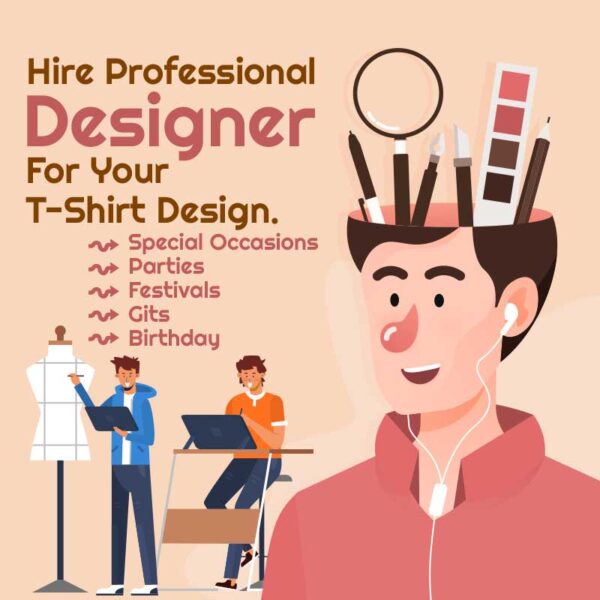 customised personal design of t-shirt by hired professional fabrics designer