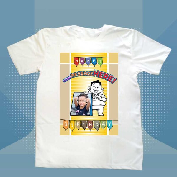customized personal t-shirt (birthday tshirt - scout boy) for kids with customized message and photo.