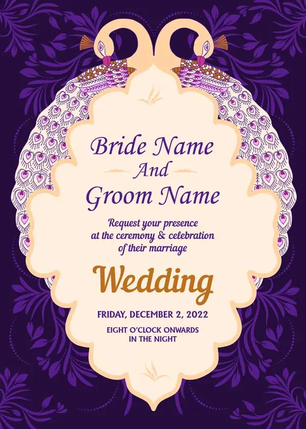 Indian marriage invitation card by designing boss in English in digital form (image).