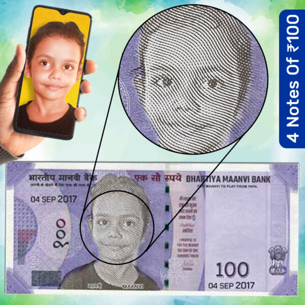 Personalized Dummy Indian Currency 100 Rupees Note With Your Child Photo On It. Churan Notes.