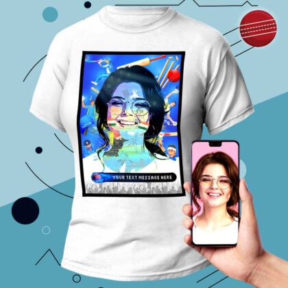 Personalized Cricket T-Shirt For Girls With Featuring Your Designed Photo