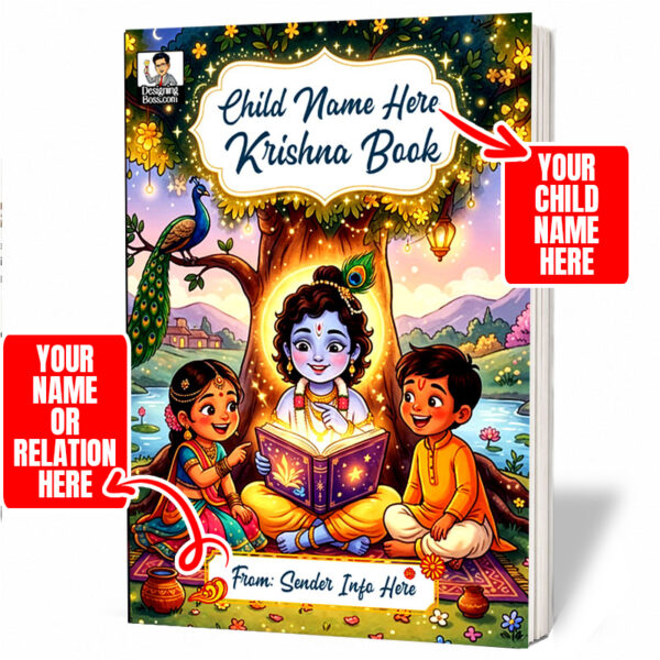 Personalized Krishna Book with child's name and sender name custom cover for kids