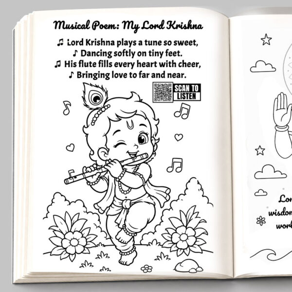My Krishna Book Krishna flute coloring page