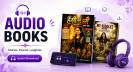Audio Books banner featuring audiobooks
